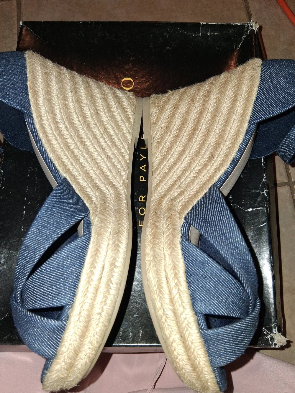 Christian Siriano Blue Denim Espadrille Wedge Sandals